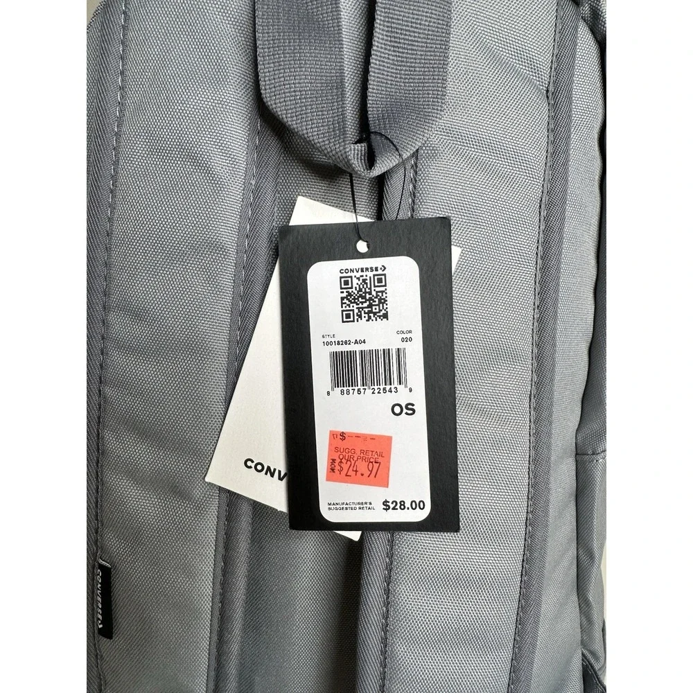 Converse Speed 2 Backpack Grey White Logo School Travel Bag 10018262-A04 NWT OS